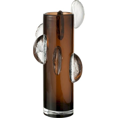 Vase en verre marron sculptural (1/4)