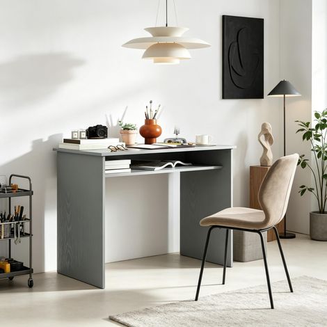 Bureau compact en panneaux de particules à un niveau, mobilier de bureau compact pour bureau à domicile et petites pièces (bureau seul) (1/5)