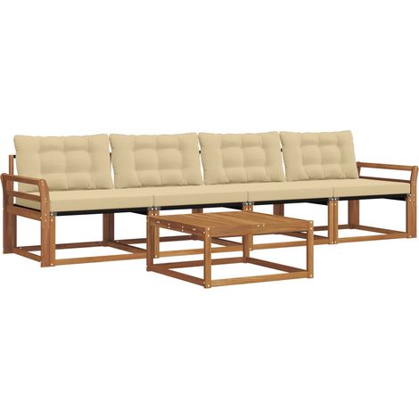 Ensemble de canapés d'extérieur 5 pcs  Salon de jardin Naturel et Beige (1/5)