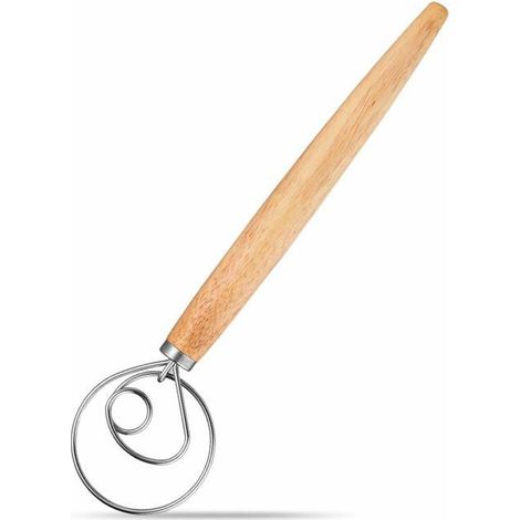 Fouet danois en bois - 1 pièce - Manche en acier inoxydable - Sans pâte (1/5)