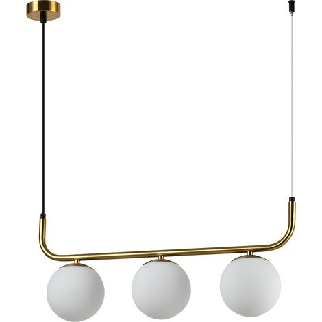 Goldene und schwarze Tischleuchte mit weißen Glaskugeln, 3xE14 10W ALISA Light Prestige