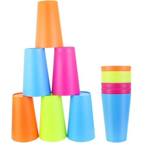 12 Stück Plastikbecher 260ml Zahnbürstenhalter 4 Verschiedene Farben Wiederverwendbarer Tragbarer Becher für Wasser Geschirr Barbecue Geburtstag Camping Zuhause Kinder Whisky (1/5)