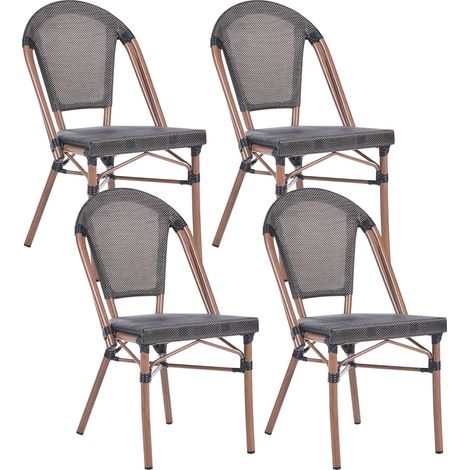 Set di 4 sedie da giardino con struttura in alluminio e seduta in rattan sintetico (PE) grigio Rifreddo