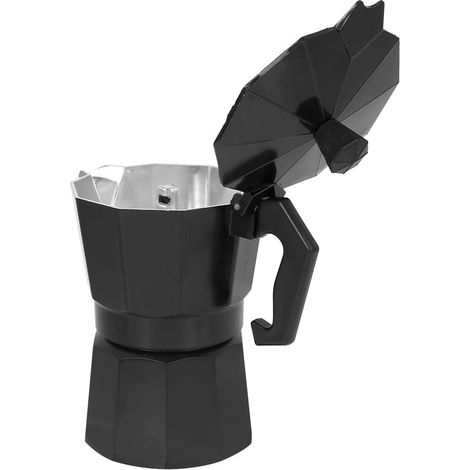 Cafetière de voyage, 3 tasses, aluminium, noir, pour bureau (1/5)