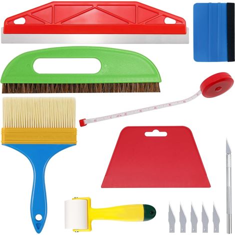 Kit de empapelado de 13 piezas, juego de herramientas para alisar papel pintado, kit de herramientas manuales profesionales para adhesivos, papel pintado y láminas para ventanas.