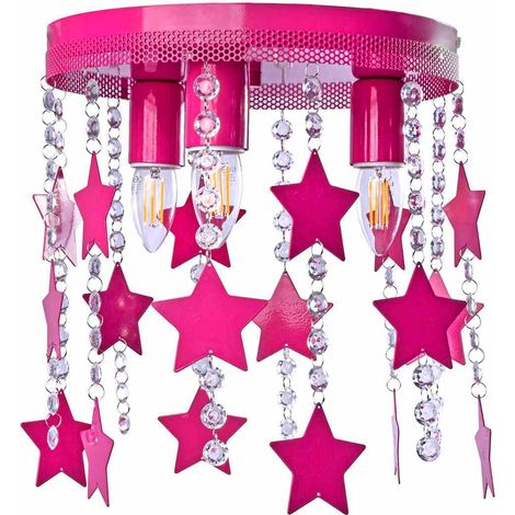 Milagro plafonnier STAR rose métal cristal 3xE27 Ø30cm (1/5)
