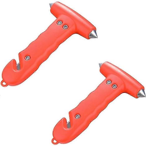 Lot de 2 marteaux multifonctions d'urgence, brise-vitre métallique pour véhicules.