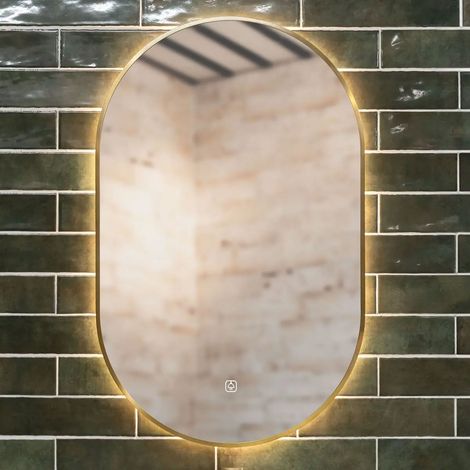 Brass Frame 800mm x 500mm LED Mirror with Colour Change (1/2)