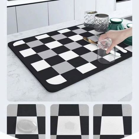 Tapis Egouttoir Vaisselle - 40 x 30 cm - Antidérapant Double Face - Super Absorbant - 1 Pièce (1/4)