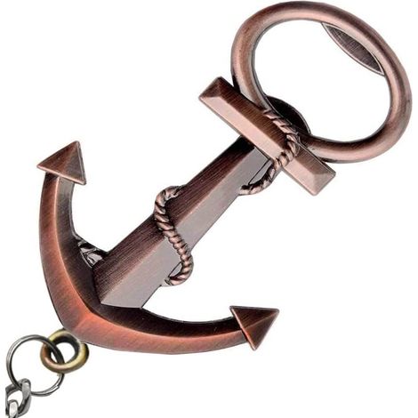 Ouvre-bouteille Forme D'ancre - En Alliage De Zinc - Porte-clés Compact Pour Bière Et Soda - Idéal Voyage Extérieur Cadeau - 1 Pièce (1/5)