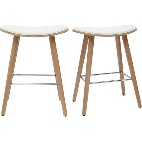 Barhocker helles Holz PU weiß 65 cm (2er-Set) MEADOW