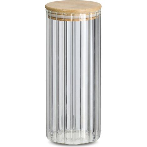 Glasbehälter mit Bambusdeckel GROOVES, 1100 ml
