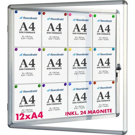 Schaukasten Innen Premium 94 x 98 cm 12 x A4 Mit 24 Magneten
