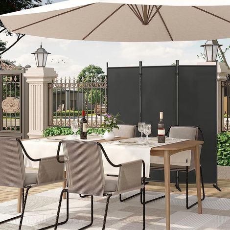 WOLTU Paravent, Raumteiler 3 TLG 167x177 cm, Trennwand klappbar freistehend Sichtschutz, Raumtrenner innen Outdoor Garten Balkon Terrasse, Raumtrenner Dunkelgrau
