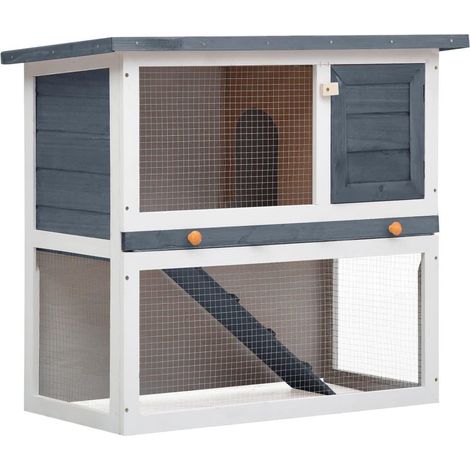 Clapier d'extérieur 1 porte 90 x 45 x 80 cm gris bois