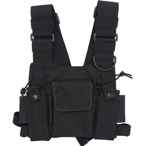 LYERCW - Harnais de poitrine pour radio, sac de poche, gilet porte-radio bidirectionnelle (Équipement de secours essentiel) (Noir) (1/4)