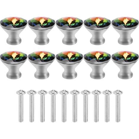 10 boutons cristal colorés 30mm verre tiroir armoire poignée maison (1/5)