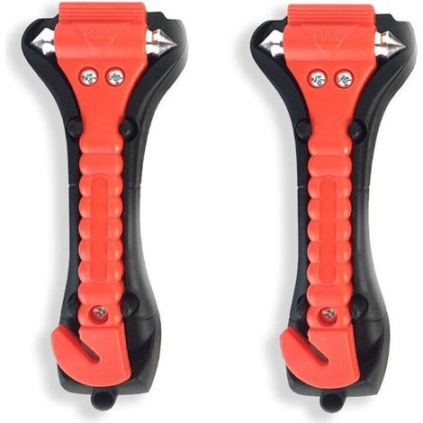 Marteau d'urgence (lot de 2) avec brise-vitre et coupe-ceinture de sécurité, outil d'évacuation d'urgence pour voiture-AquaForge (1/4)
