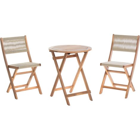 Bistro Set klappbar PROSSEDI Akazienholz Beige