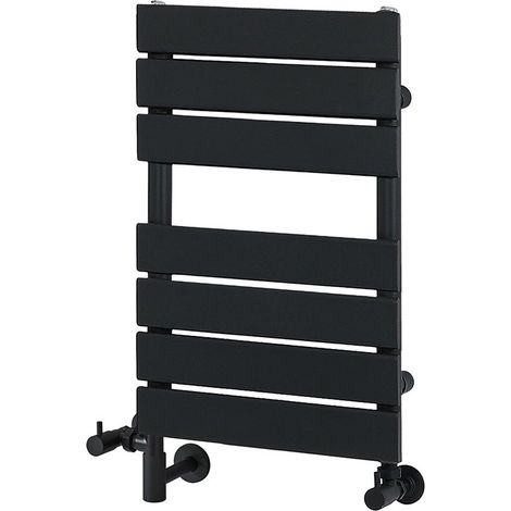 Milano Lustro Black Flat Panel Dual Fuel Electric Heated Towel Rail Radiator - 600mm x 400mm (1/5)