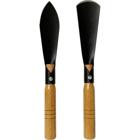 Lot de 2 désherbeurs manuels (32 cm), avec manche en bois remplaçable, fourche à désherber en acier au manganèse, outil de désherbage manuel, pelle de jardin (1/5)
