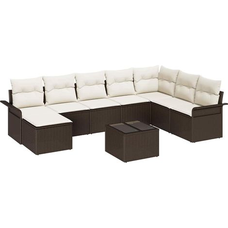 Maison Exclusive - Set Divano da Giardino con cuscino 9 pcs Grigio Poly Rattan
