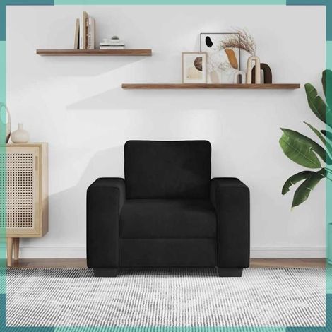 Fauteuil - 4105252 - Velours noir - 100x77x82 cm - Charge 110 kg (1/5)