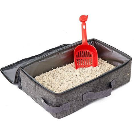 Bac à litière de voyage Portable pour chats dans la voiture, sans odeur, anti-fuite, pliable (1/5)