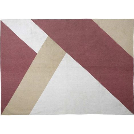 Paris Prix – Tapis de salon géométrique 120x170cm – Rectangulaire en textile et coton – Motifs nude tendance pour décoration intérieure (1/4)