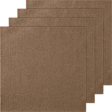 Dalles de Moquette Auto-Adhésives Lot de 10 Tapis de Sol à Coller 457 x 457 mm Épaisseur 4,8 mm Marron Foncé Salon Chambre (1/5)