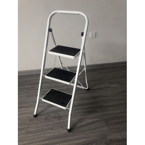 3-Stufen-Leiter, Hochleistungsstahl, tragbare Trittleiter mit rutschfester Gummimatte, Sicherheitsklapp-Stufenleiter, sichere breite Stufen, stabil mit Handlaufstütze für das Home Office der Küche (1/5)