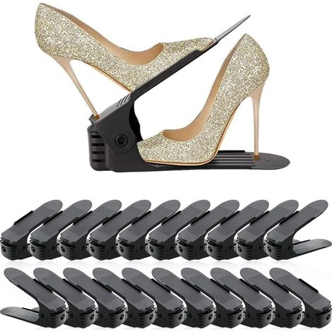 Support à Chaussures Réglables 20PCS,Empileur De Chaussures Réglable,organisateur de chaussure,rangement pour chaussures Gain de Place (1/5)