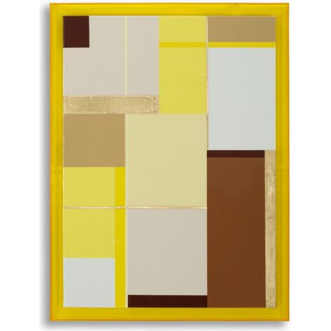 Stampa su tela Acrylic A astratto geometrico con cornice gialla, 60x80 cm