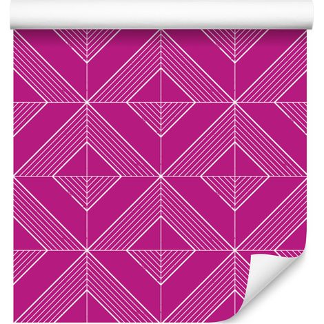 Papel pintado geométrico de rombos morados, centro morado, 50x1000 cm (1/5)