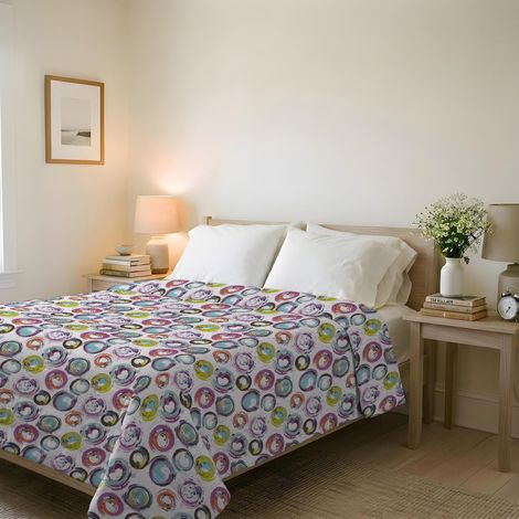 Couvre-lit matelassé d’été Ligne Basic en Microfibre Douce imprimée – Couette Printemps-été mi-Saison – Cerchi Astratti, Double 250x240 cm (1/5)