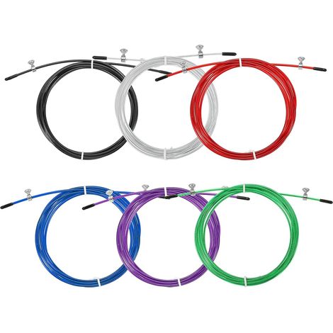 10ft Speed Jump Rope Replacement Cable, 6 Pack 2.5mm Jump Rope Steel Wire Replace for High Speed Jump Ropes, Multicolor (1/5)