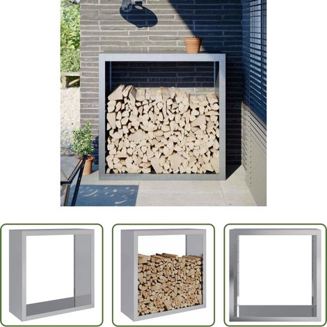 vidaXL Porte-bûches acier galvanisé -  Portant de bois de chauffage 100x40x100 cm acier galvanisé (1/5)