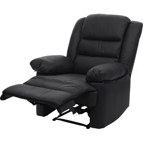 Fernsehsessel HHG-841, Relaxsessel Liege Sessel, Leder + Kunstleder 101x87x100cm schwarz
