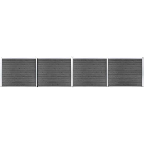 Zaunelement Set WPC 699x146 cm Schwarz
