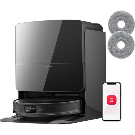 Roborock Aspirateur Robot Saros 10R Set(S8 Maxv Ultra version améliorée), Brosse et Serpillère Relevables et Extensibles, Triple Système Anti-Enchevêtrement, Station Multifonctionnelle 4.0 Set Noir