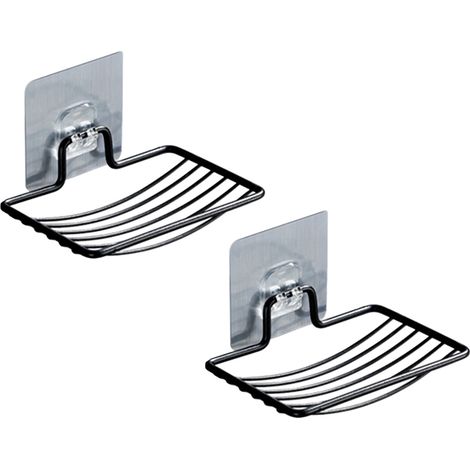 Porte-Savon Mural - Acier Inoxydable - Sans Perçage - Pour Salle De Bain Et Cuisine - Lot De 2 (1/5)