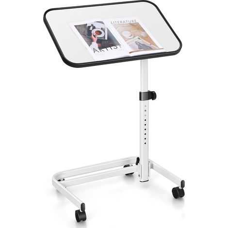 Overbed Table W/ Wheels & Tilting Top 9-Position Height Adjustable Beside Table (1/5)