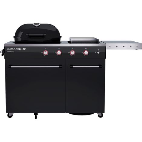Barbacoa a gas Outdoorchef Lugano 570 G - Parrilla esférica con Steakhouse Burner y plancha de cocción lateral (1/5)