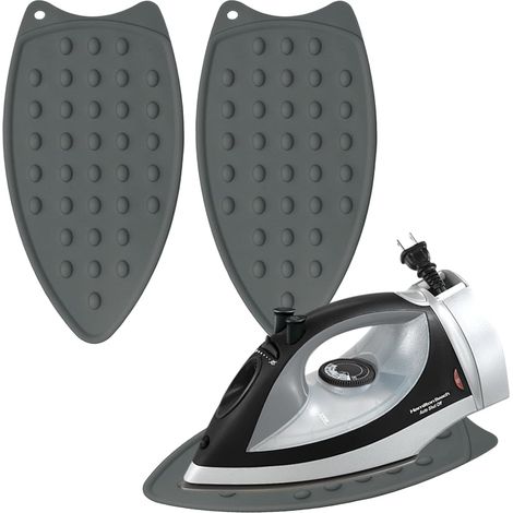 Support pour Fer à Repasser,Repose Fer en Silicone,Tapis de Repos de Repassage avec Trou de Suspension,pour L'isolation Contre Les Brûlures (Gris) (1/5)