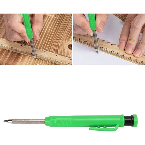 Zimmermannsbleistift-Set aus Massivholz mit langer Mine, tiefem Loch, mechanischer Struktur, Bleistift, Marker und Linienzeichnungswerkzeugen eingebauter Bleistiftspitzer geeignet für Zimmerleute, Sch (1/5)