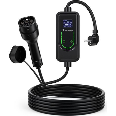 Jiubiaz Mobile Wallbox Typ 2 3,5 kW 230 V, EV Ladegerät 6–16 A, 6 m Ladekabel mit Schuko, tragbar, IP66, Speicherfunktion für Elektroauto (1/5)