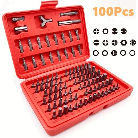 Coffret de 100 embouts de tournevis pour la réparation d'outils électriques, coffret d'embouts de tournevis multifonctionnels (1/5)
