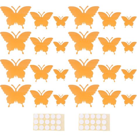 Bardusch-Lot de 2 autocollants lumineux en PVC, motifs d'insectes stéréoscopiques 3D, faciles à détacher, Orange, 3 tailles, autocollants muraux pour chambre (1/4)
