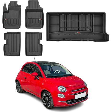 Kit Tapis de Sol et Coffre Compatible avec Fiat 500 2007-2022 TPE Noir (1/5)