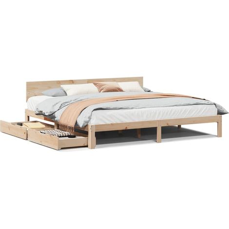 Maison Exclusive - Massivholzbett mit Schubladen 200x200 cm Kiefe